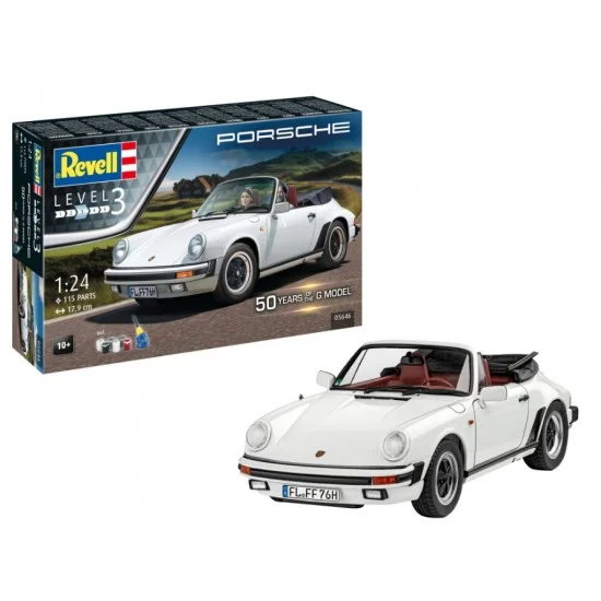 Revell 5646 1/24 Porsche 911 G-Model Cabrio 50th Anniversary Gift set (kit, cement, paints, brushes)