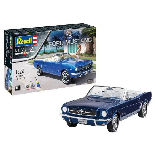 Revell 5647 1/144 60th Anniversary Ford Mustang (Kit w/Base Paints, Glue and Brushes) - Model Cars