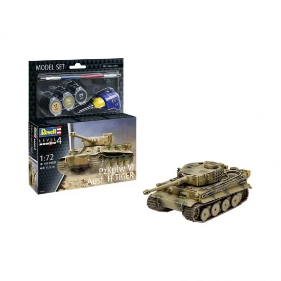 Revell 63262 1/72 PzKpfw VI Ausf. H Tiger Model Set (kit, glue, brush, paints) - Military Vehicles & Tanks