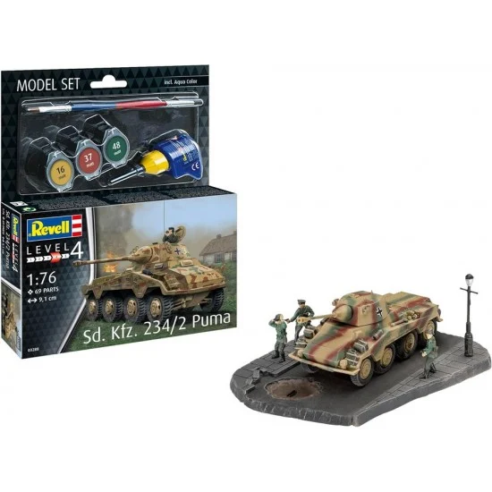 Revell 63288 1/76 Sd.Kfz. 234/2 Puma Model Set (kit, glue, brush, paints) - Military Vehicles & Tanks