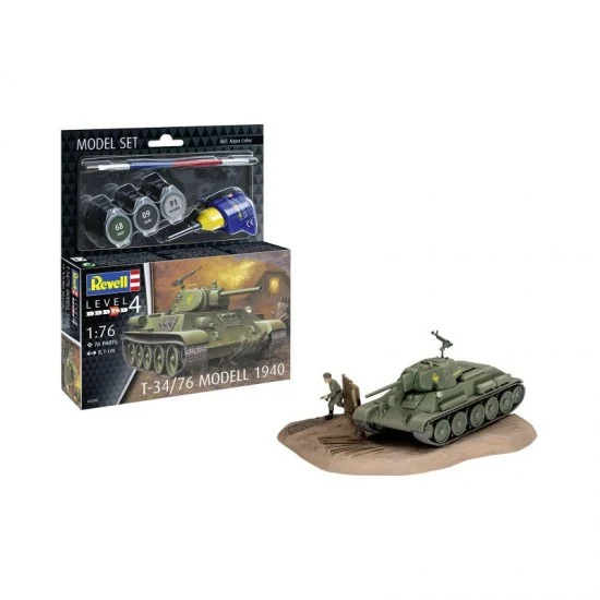 Revell 63294 1/76 T-34/76 Modell 1940 Model Set (kit, glue, brush, paints)