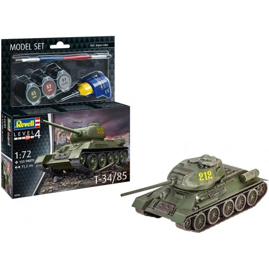 Revell 63302 1/72 T-34/85 Model Set (kit, glue, brush, paints)