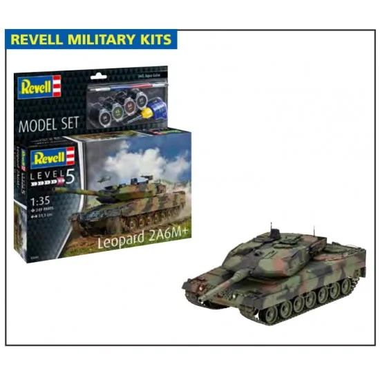 Revell 63342 1/35 Leopard 2 A6M+ Model Set (kit, glue, brush, paints) - Military Vehicles & Tanks