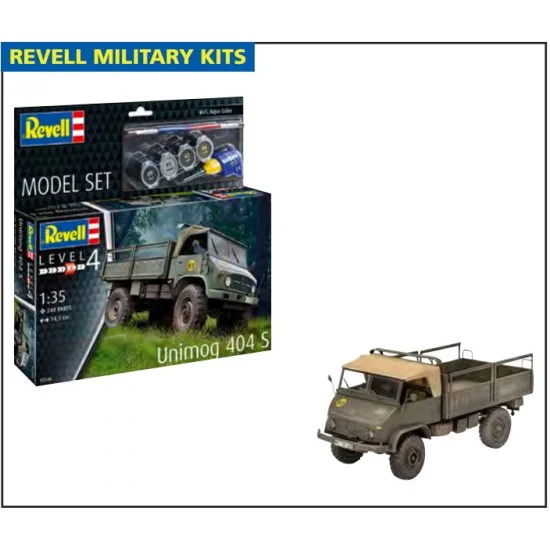 Revell 63348 1/35 Unimog 404 S Model Set (kit, glue, brush, paints) - Military Vehicles & Tanks