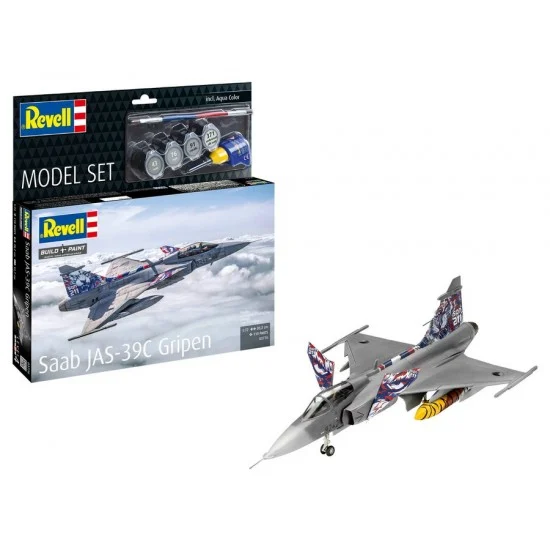 Revell 63776 1/72 Model Set Saab JAS-39C Gripen (kit, paints, glue, brush)