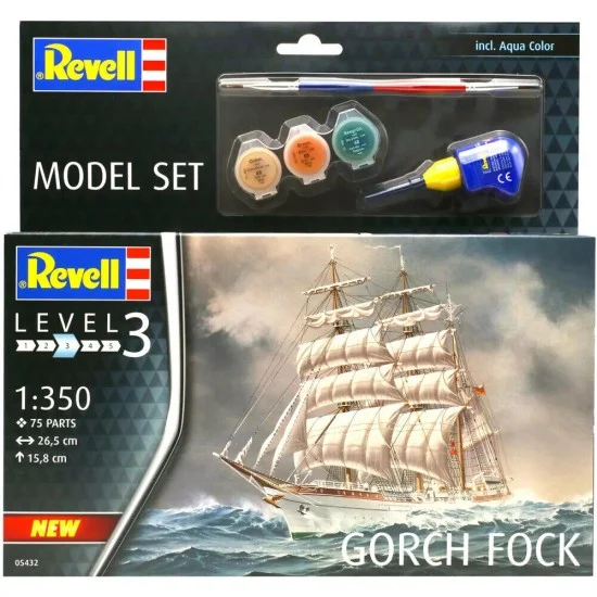 Revell 65432 1/350 Gorch Fock Model Set (kit, paints, adhesive & brush) - Model Ships & Boats