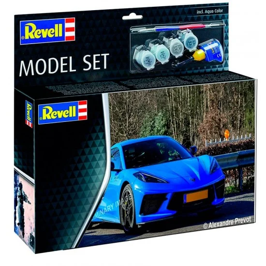 Revell 67714 1/24 Corvette C8 Coupe w/Paints, Brush, Glue - Model Cars