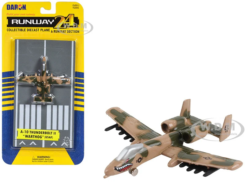 Fairchild Republic A-10 Thunderbolt II "Warthog" Attack Aircraft Camouflage "United States Air Force" with Runway Section Diecast Model Airplane by Runway24