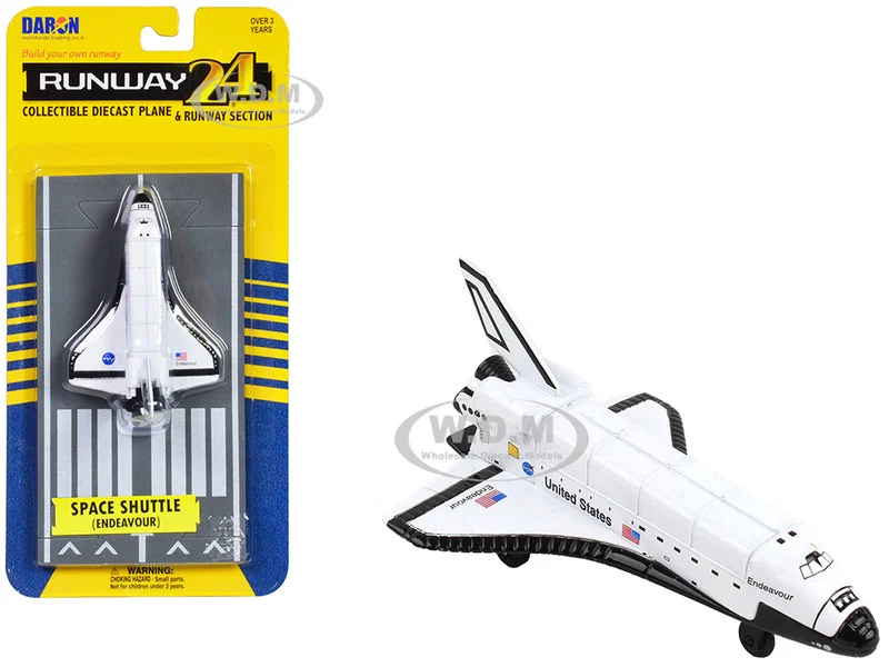 NASA "Endeavour" Space Shuttle White "United States" with Runway Section Diecast Model Airplane by Runway24 - Other