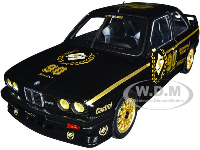 1990 BMW E30 M3 Black "Solido 90th Anniversary" Livery Limited Edition "Competition" Series 1/18 Diecast Model Car by Solido - BMW Models