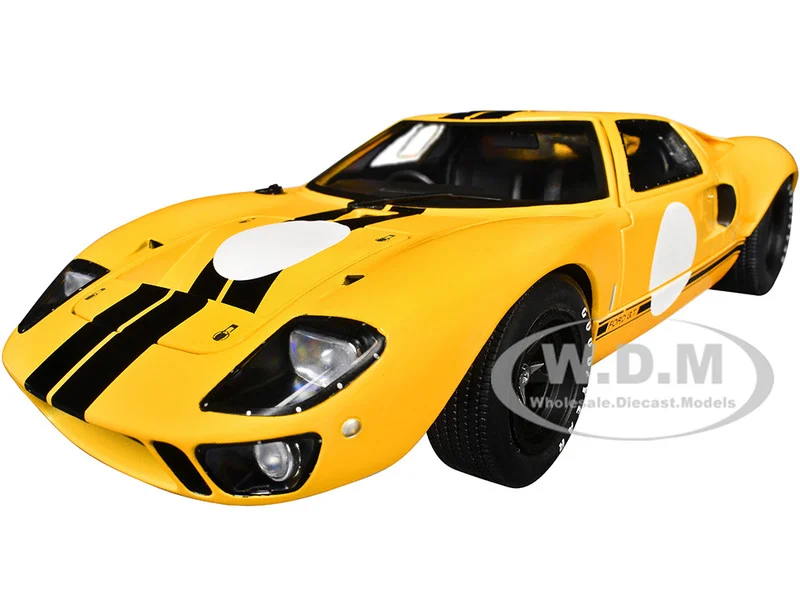 1968 Ford GT40 MK1 Yellow with Black Stripes "Competition" Series 1/18 Diecast Model Car by Solido - Ford Models
