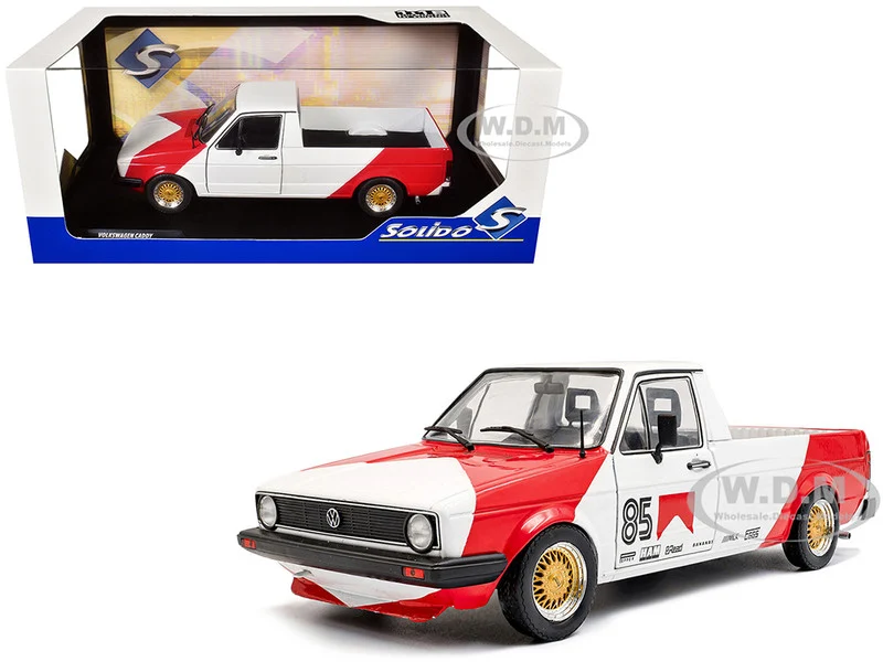1983 Volkswagen Caddy MK 1 Pickup Truck "Red Cowboy Racing Tribute" White and Red 1/18 Diecast Model Car by Solido - Volkswagen Models