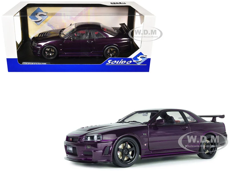1999 Nissan Skyline GT-R (R34) Z-Tune RHD (Right Hand Drive) Midnight Purple Metallic 1/18 Diecast Model Car by Solido
