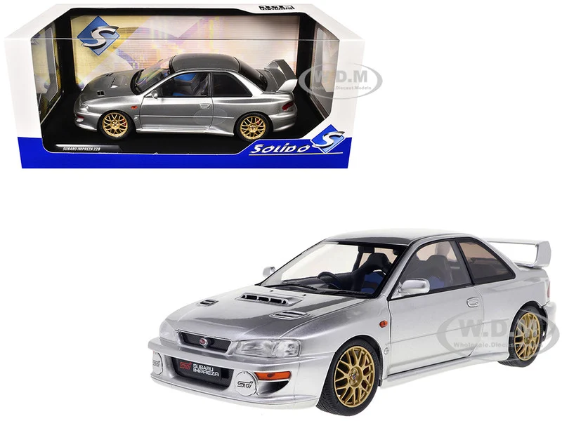 1998 Subaru Impreza 22B RHD (Right Hand Drive) Silver Metallic with Gold Wheels 1/18 Diecast Model Car by Solido - Subaru Models
