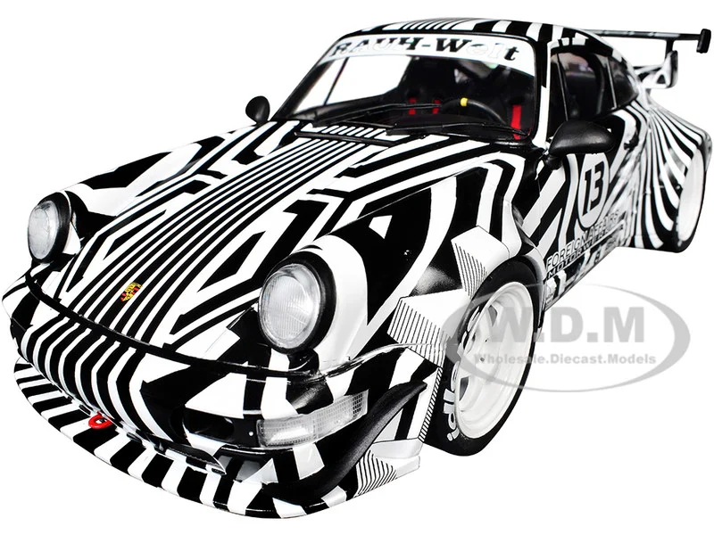 2022 RWB Bodykit #13 "The Zebra" Black and White Striped 1/18 Diecast Model Car by Solido - Porsche Models