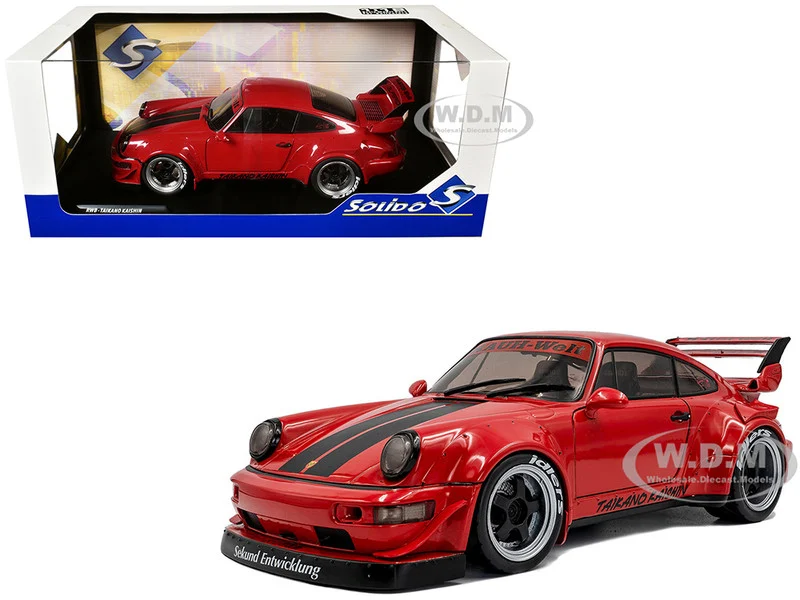 2024 RWB Bodykit "Taikano Kaishin" Red with Black Stripes 1/18 Diecast Model Car by Solido - Porsche Models