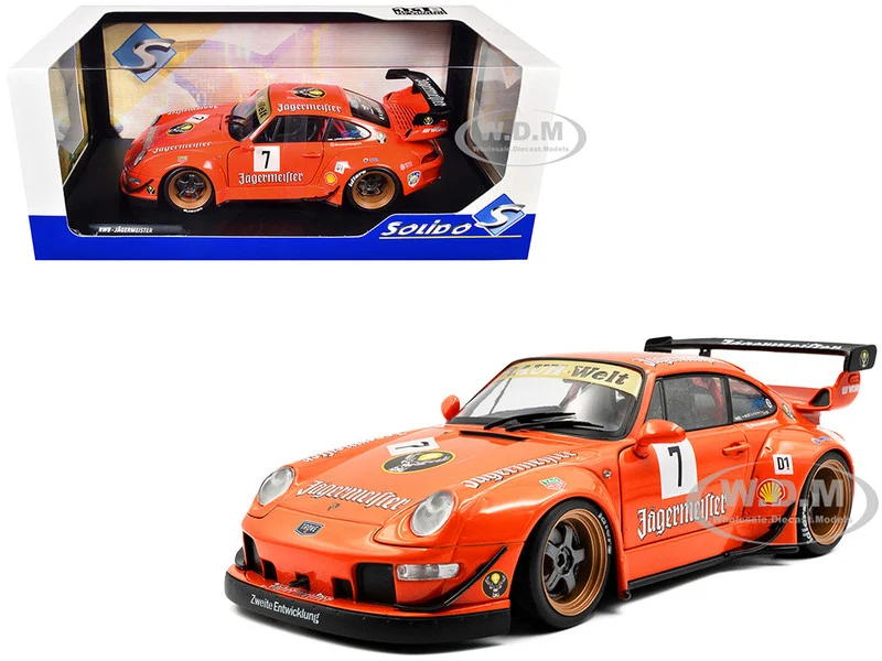 2020 RWB Bodykit #7 "Jagermeister" Orange with Graphics 1/18 Diecast Model Car by Solido - Porsche Models