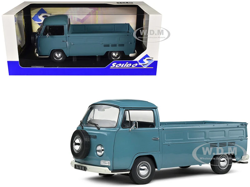 1968 Volkswagen T2 Pickup Truck Petrol Blue 1/18 Diecast Model Car by Solido - Volkswagen Models