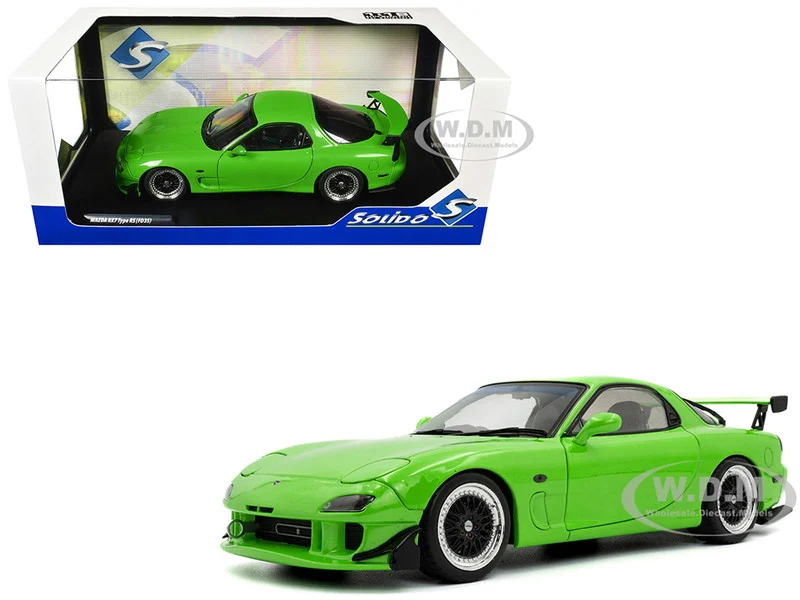 1999 Mazda RX7 Type RS (FD3RS) RHD (Right Hand Drive) Neon Green 1/18 Diecast Model Car by Solido - Mazda Models