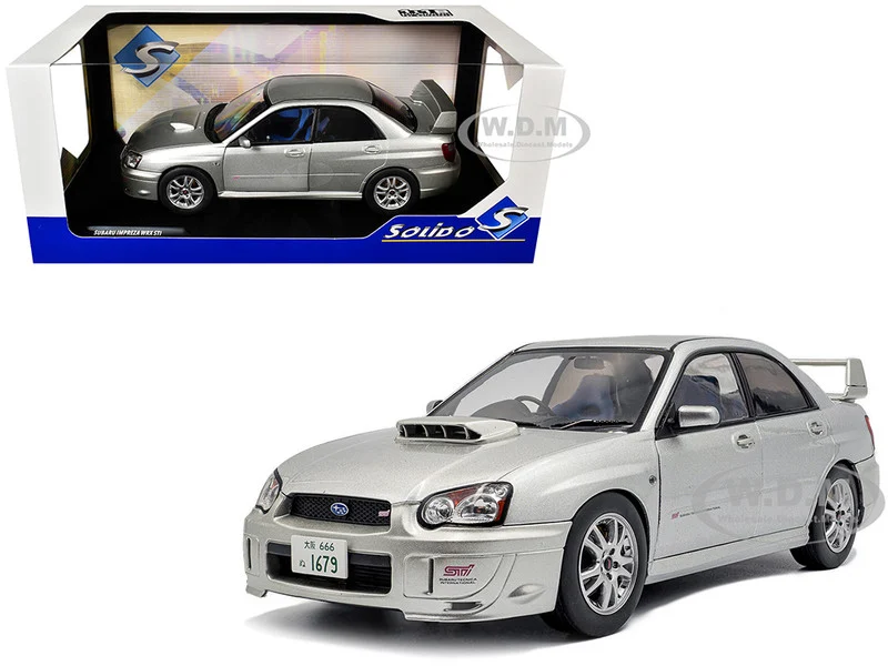 2004 Subaru Impreza WRX STI RHD (Right Hand Drive) Premium Silver Effect 1/18 Diecast Model Car by Solido - Subaru Models