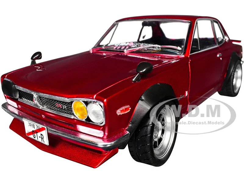 1970 Nissan Skyline (C10) Hakosuka RHD (Right Hand Drive) Red Metallic 1/18 Diecast Model Car by Solido - Nissan Models