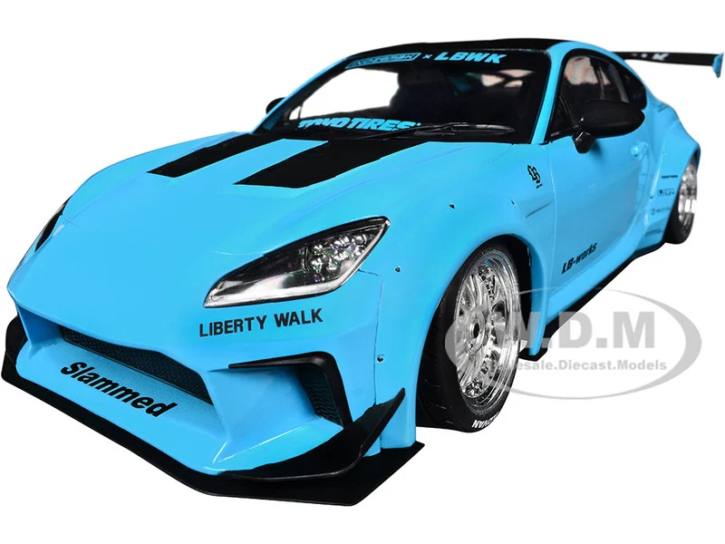 2024 Toyota GR86 LBWK Body Kit RHD (Right Hand Drive) Baby Blue with Black Top 1/18 Diecast Model Car by Solido - Toyota Models
