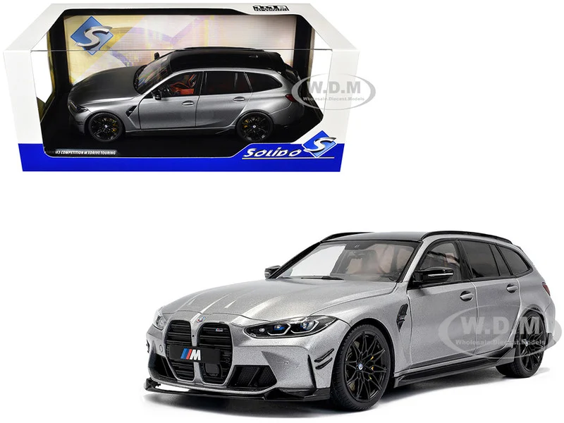 2024 BMW M3 Competition M xDrive Touring Frozen Pure Gray Metallic with Black Top 1/18 Diecast Model Car by Solido - BMW Models
