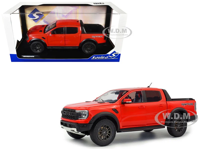 2024 Ford Ranger Raptor Pickup Truck Orange Red 1/18 Diecast Model Car by Solido - Ford Models