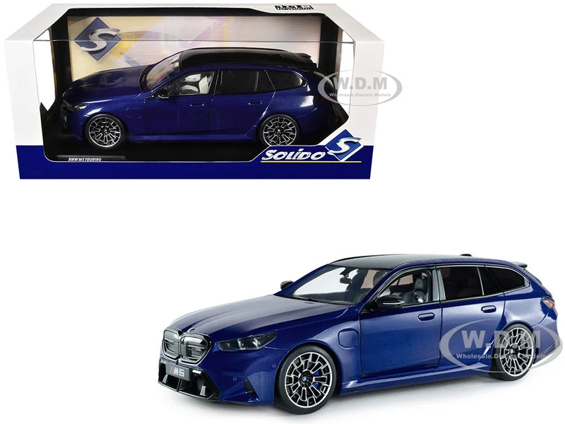 2025 BMW M5 Touring Marina Bay Blue Metallic with Black Top 1/18 Diecast Model Car by Solido - BMW Models