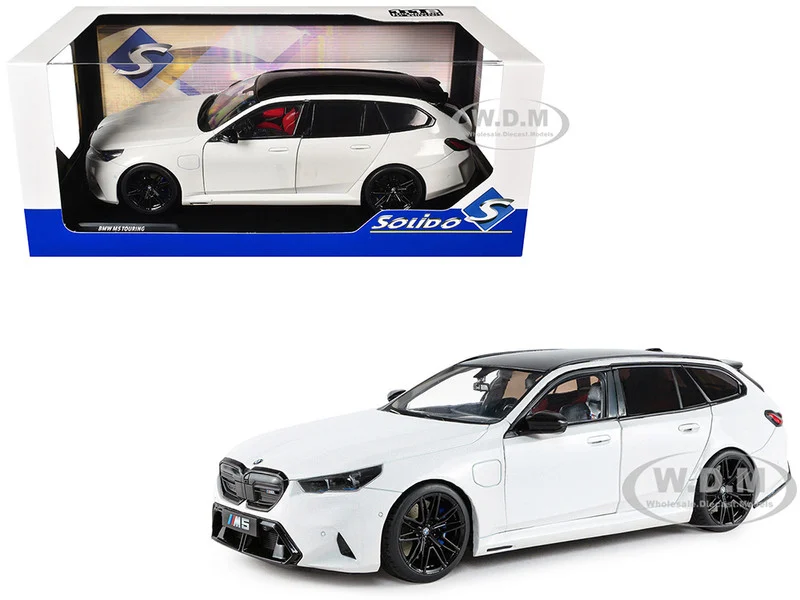 2025 BMW M5 Touring Alpine White with Black Top 1/18 Diecast Model Car by Solido - BMW Models