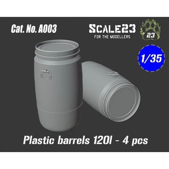 Scale23 35-A003 1/35 Plastic Barrels 120L (4pcs)