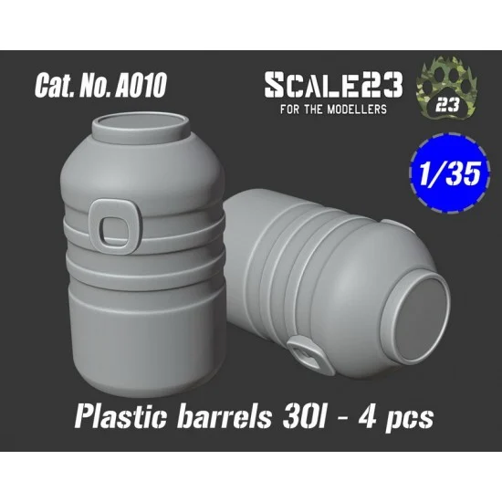 Scale23 35-A010 1/35 Plastic Barrels 30L (4pcs)