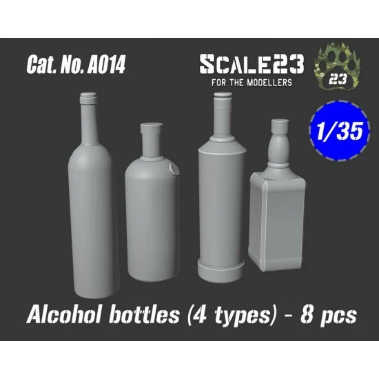 Scale23 35-A014 1/35 Alcohol Bottles (4 Types- Total 8pcs)
