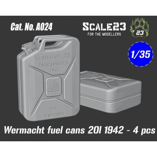 Scale23 35-A024 1/35 Wermacht Fuel Cans 20L 1942 (4pcs)