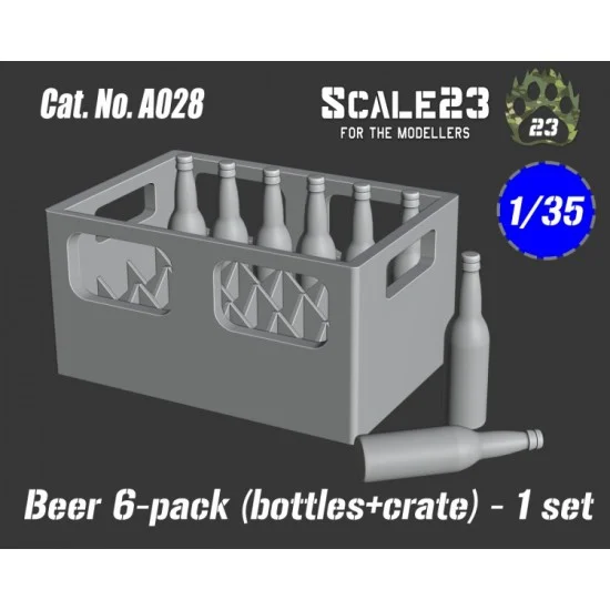 Scale23 35-A028 1/35 Beer 6-Pack (6 Bottles + Crate)
