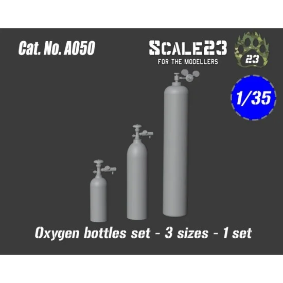 Scale23 35-A050 1/35 Oxygen Bottles Set: L, M, S