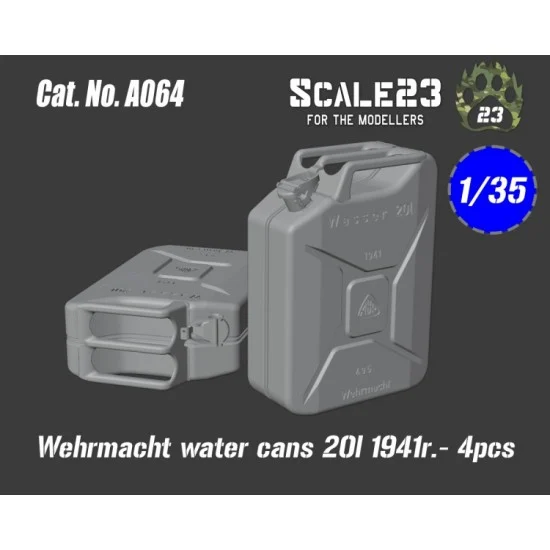 Scale23 35-A064 1/35 Wermacht Water Cans 20L 1941R. 20L (4pcs)