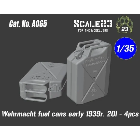 Scale23 35-A065 1/35 Wermacht Fuel Cans Early 1939R. 20L (4pcs)