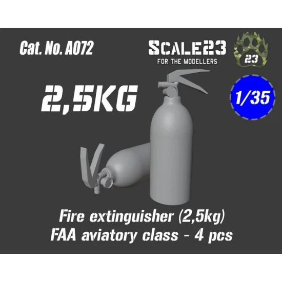 Scale23 35-A072 1/35 Fire Extinguisher 2.5kg FAA Aviatory Class (4pcs)