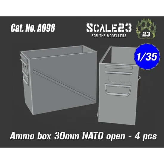 Scale23 35-A098 1/35 Ammo Box 30mm Nato Open (4pcs)