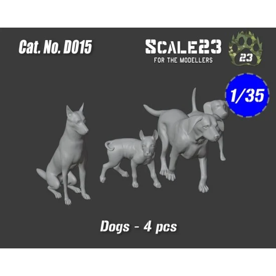 Scale23 35-D015 1/35 Dogs (4pcs)