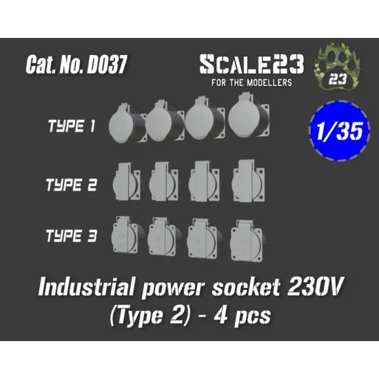 Scale23 35-D037 1/35 Industrial Power Socket 230V Type 2 (4pcs)