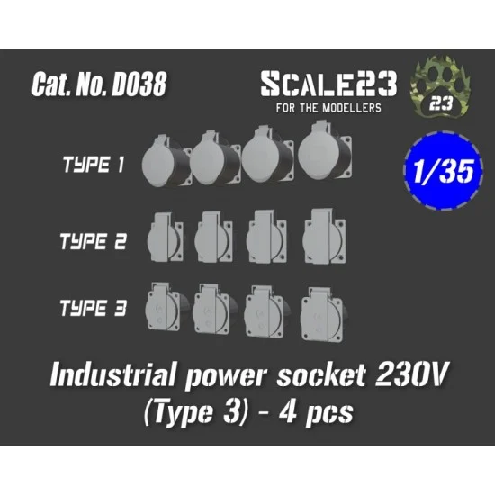 Scale23 35-D038 1/35 Industrial Power Socket 230V Type 3 (4pcs)