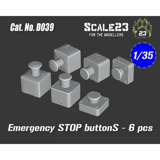 Scale23 35-D039 1/35 Emergency Stop Button (6pcs)