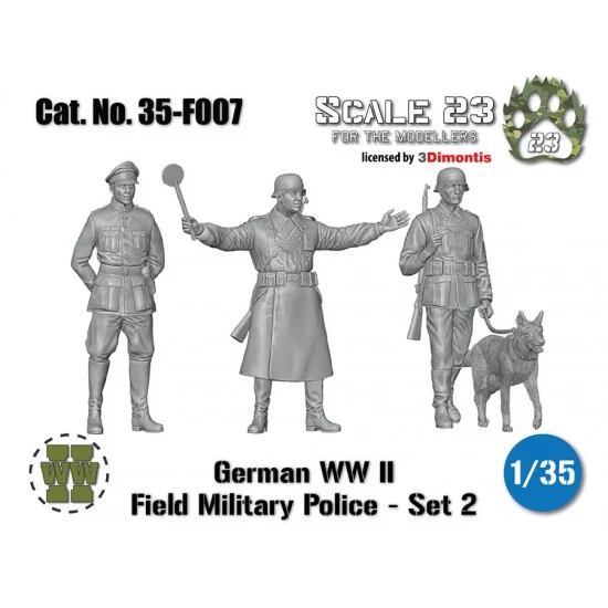 Scale23 35-F007 1/35 WWII German Field Military Police Set 2 (3 figures and 1 dog)