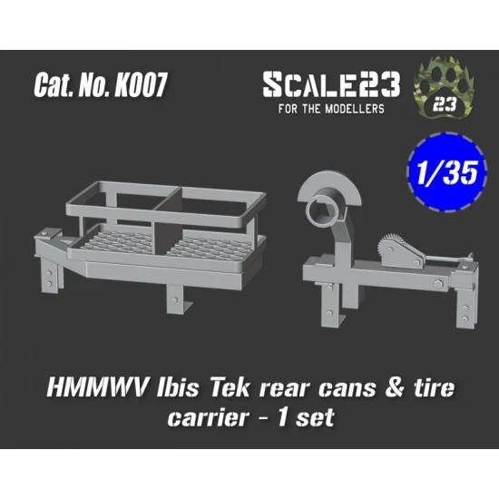 Scale23 35-K007 1/35 HMMWV Ibis Tek Rear Cans and Tire Carrier (1pc)