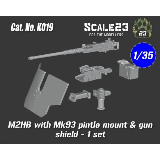 Scale23 35-K019 1/35 M2HB with Mk93 Pintle Mount and Gun Shield
