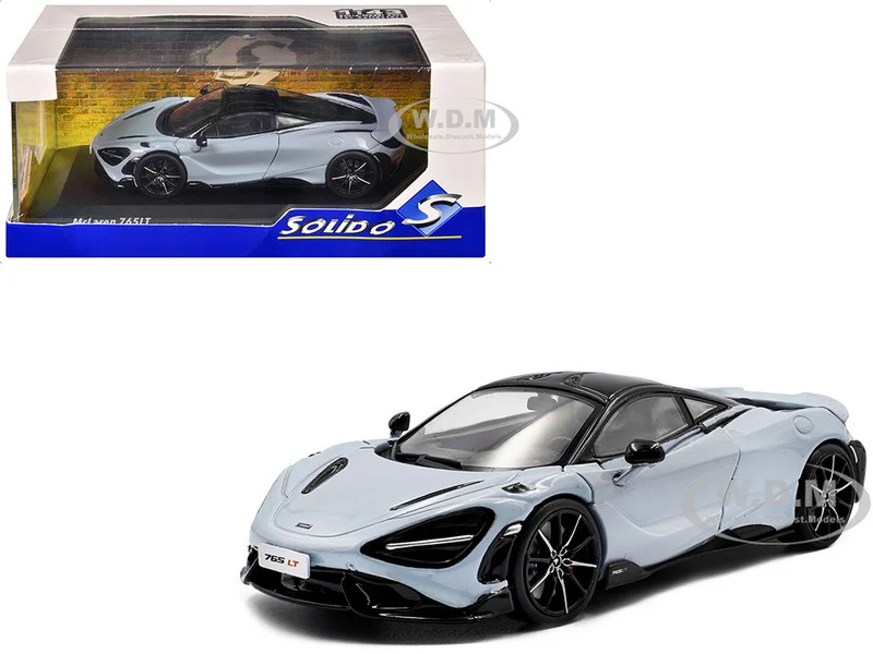2020 McLaren 765LT Ceramic Gray with Black Top 1/43 Diecast Model Car by Solido - McLaren Models