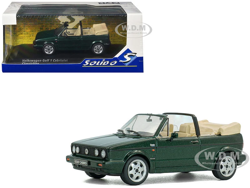 1992 Volkswagen Golf Cabrio Classic Line Classic Green Metallic 1/43 Diecast Model Car by Solido - Volkswagen Models