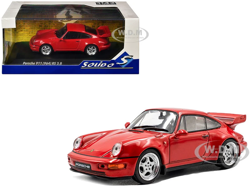 1994 Porsche 911 (964) RS 3.8 Guards Red 1/43 Diecast Model Car by Solido - Porsche Models